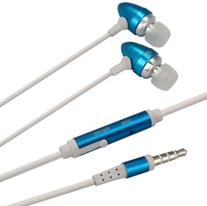 Blue Handsfree Earbuds Earphone Headphones with Mic for iPhone 4G