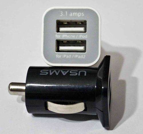 3.1amp USB CAR CHARGER SOCKET - WHITE&BLACK - USAMS