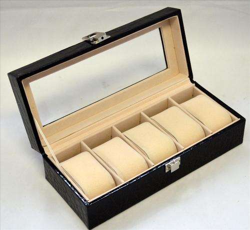 Watch Display Case - PU Patent Leather - 5 Slots