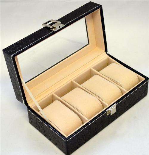 Watch Display Case - PU Leather - 4 Slots