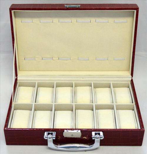 Watch Display Box - Maroon PU Patent Leather - 12 Slots
