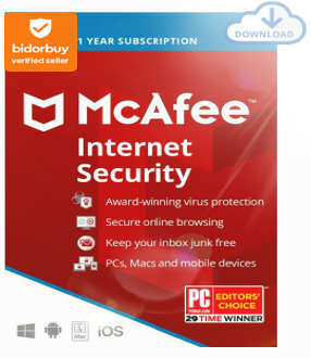 McAfee® Total Protection Antivirus  1 year subscription for 5 devices (Windows and Android and iOS)
