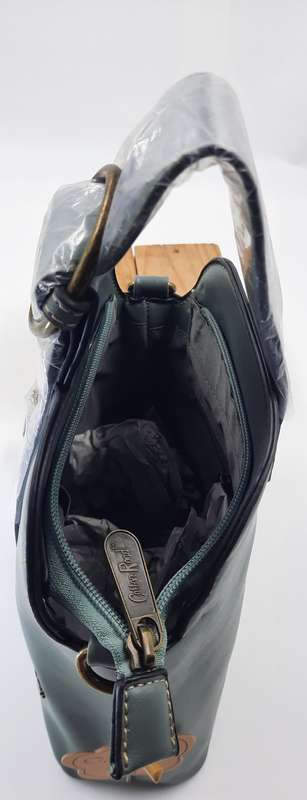 Cotton road shoulder bag! GREEN /GREYISH