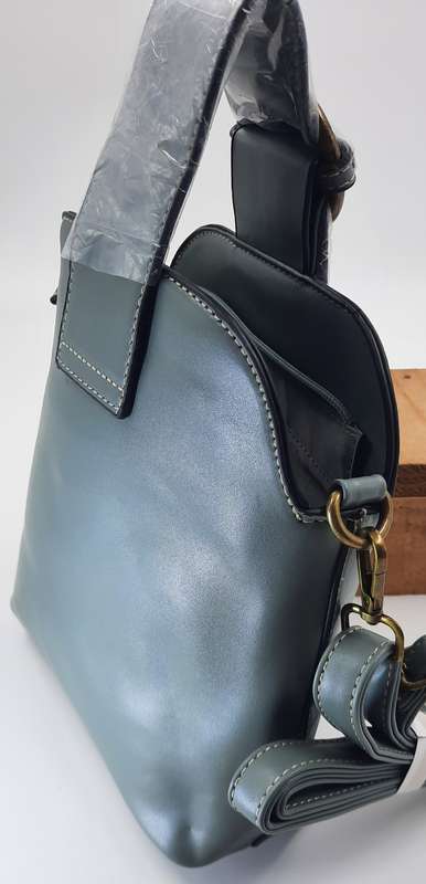 Cotton road shoulder bag! GREEN /GREYISH