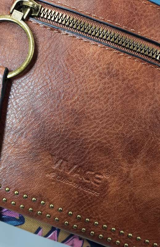 SUPER NICE BAG BY VIVACE!! #PINK PROTEA,BROWN WITH blue design#