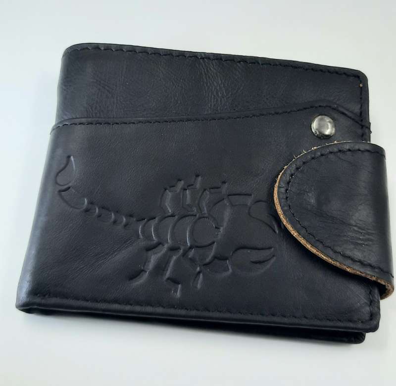 Genuine Leather Cowhide Wallet by Camel Mountain in Black