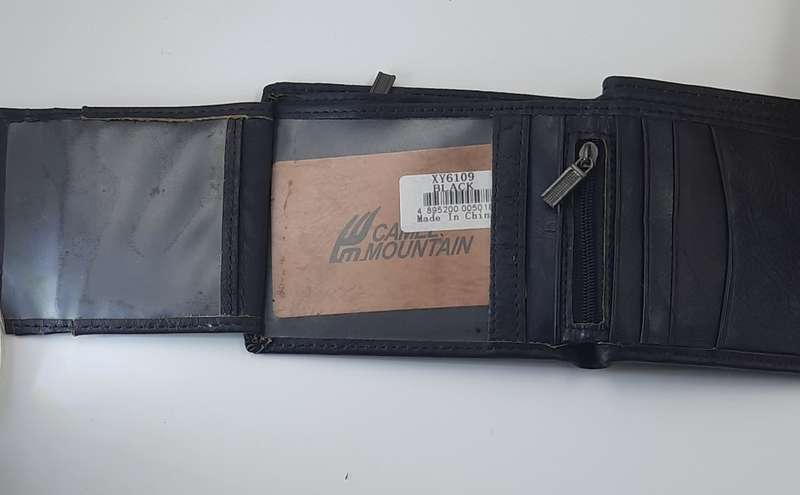 Genuine Leather Cowhide Wallet by Camel Mountain in Black