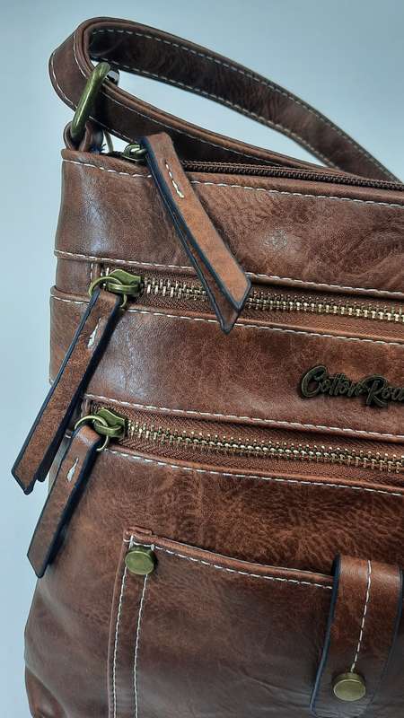 ##SUPER STYLISH## COTTON ROAD SLING/SHOULDER BAG IN BROWN! ##VERY NICE##