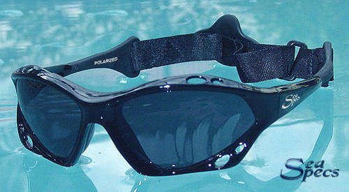SEA SPECS ADJUSTABLE STRAP!POLARISED!JET  BLACK*FREE SHIPPING*