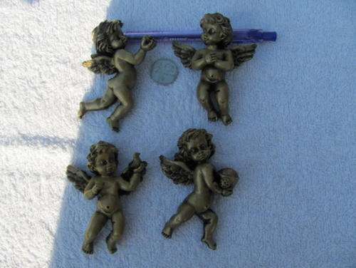 SET OF 4 ANGELS.RESIN CRAFT,WEATHER PROOF WITH DOUBLE SIDED TAPE.