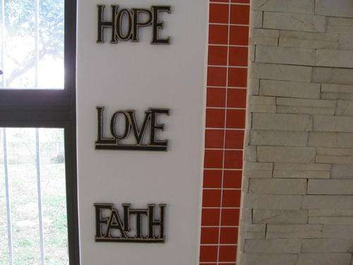 LOVE FAITH HOPE! SET OF 3 RESIN SIGNS WITH DOUBLE SIDED TAPE!ANY WEATHER!
