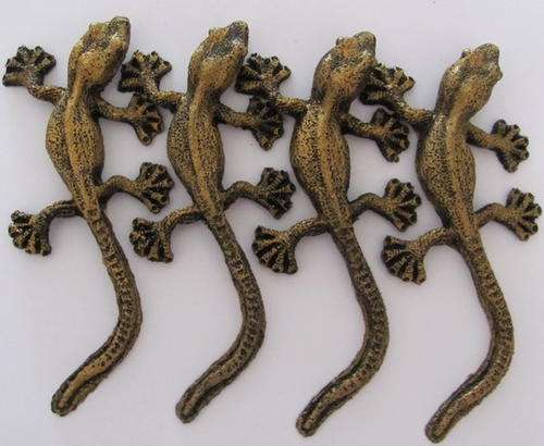 GECKO with double sided tape!in gold. resin product set of 4