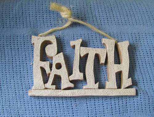 FAITH  in beige and white resin sign