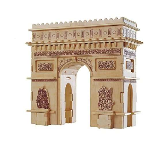 3D Puzzle in Wooden 122 Pieces - Woodcraft Construction Kit-Toys- Triumphal Arch