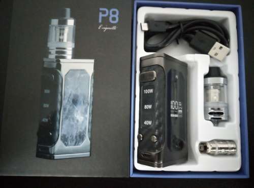 P8 E-cigarette Kits 40-100W Temperature Control Starter Kit 2.5ml Mini Atomizer Vapor Mods Free