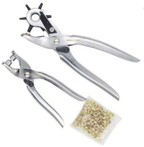 LEATHER HOLE PUNCH & GROMMET SETTING TOOL KIT WITH 100 EYELETS