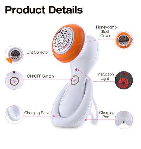 LOSKII AE-910 ELECTRIC RECHARGEABLE WATERPROOF LINT REMOVER FABRIC SWEATER SHAVER WITH CHARGING BASE