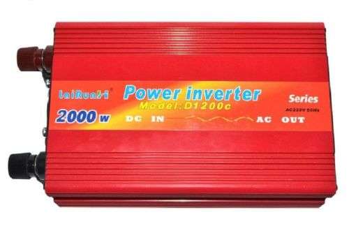 LaiRun 2000W Power Inverter Car DC 12V to 220V AC Inverter Adapter with USB Port - Red
