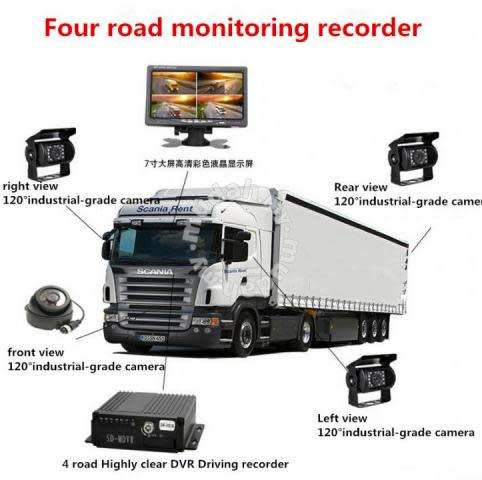 7" Car LCD MonitorH.264 Car DVR MDVR Video Recorder4X Camera For Truck Van Bus