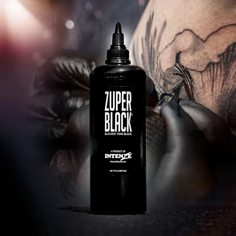 Intenze Zuper Black: 'Blacker Than Black' - 12oz(354ml) Black Tattoo Ink