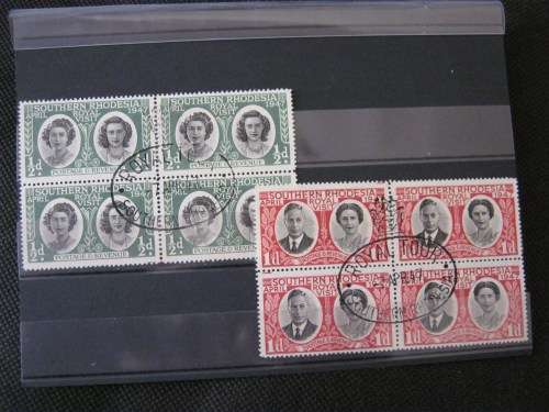 1947 Royal Visit Blocks of 4 Lightly Hinged