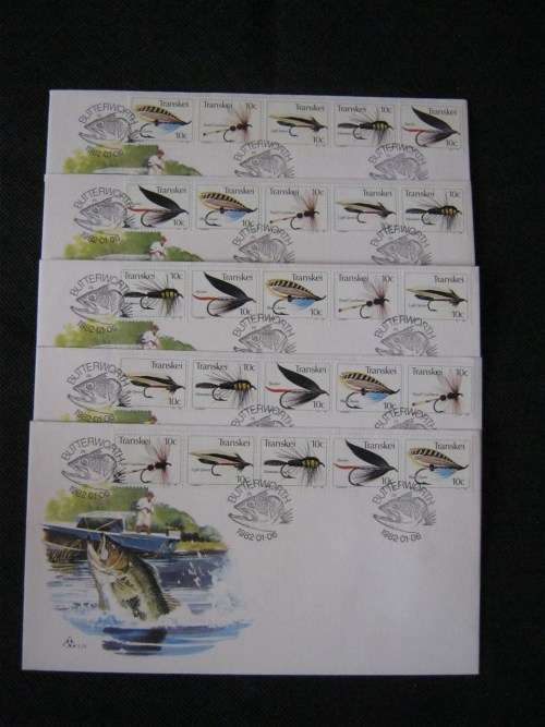 1982 Transkei Compete Set of 5 Fishing Flies 3rd Series FDC