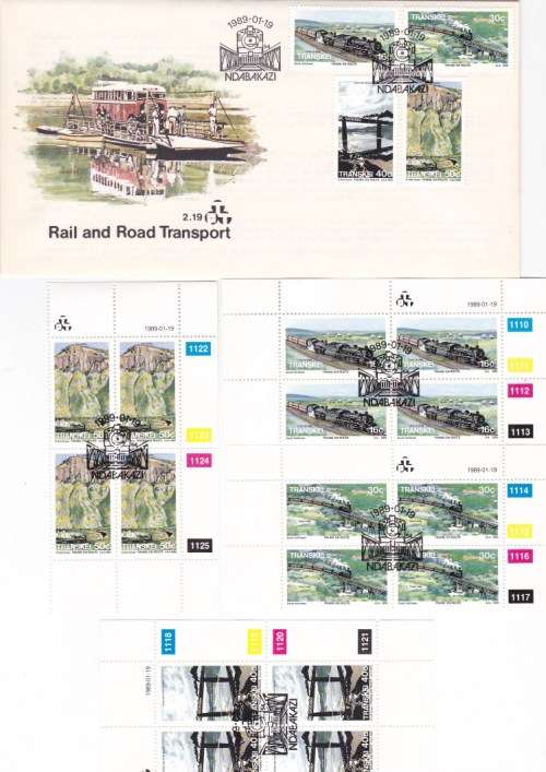 1989 Transkei Trains en Route FDC + 4 Control Blocks