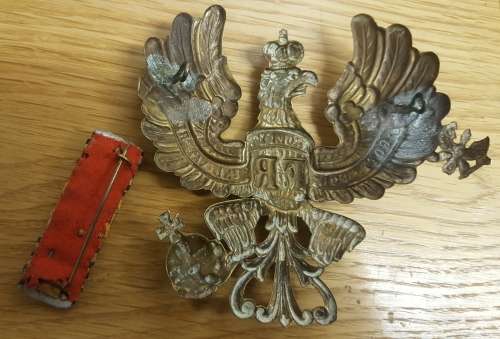Original WW1 German Pickelhaube helmet eagle and Ribbon medal bar