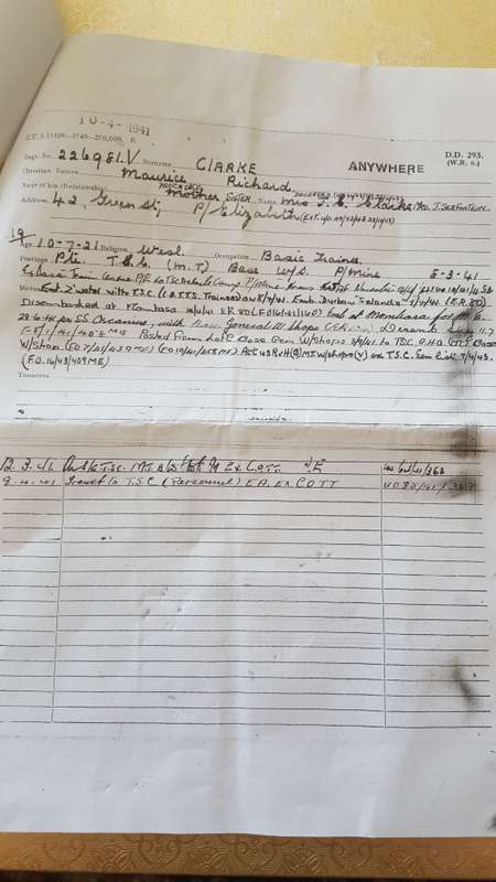 WW2 Medal and paperwork of the person's whole military history