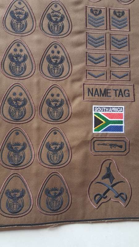 SADF SANDF embroided Nutria sample ranks and patches sheet very unique item to have