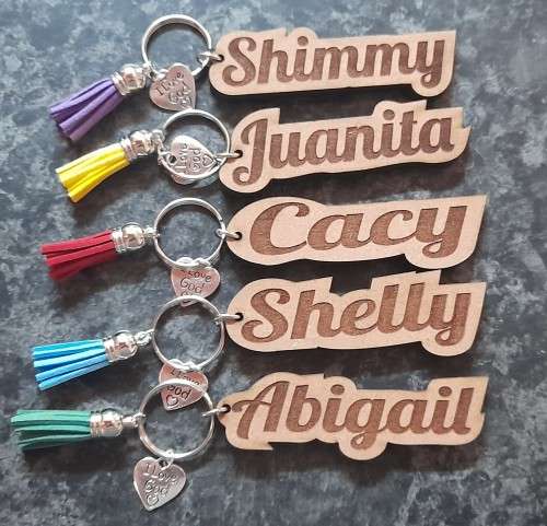 Custom name keychain perfect for gifts or to name your bags