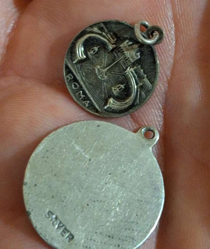 2X Small silver religious pendants