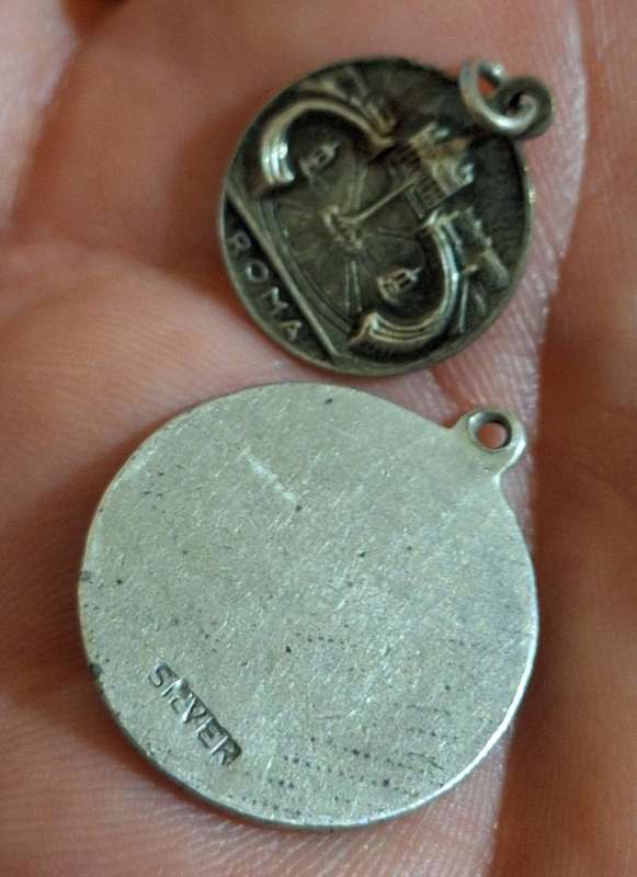 2X Small silver religious pendants