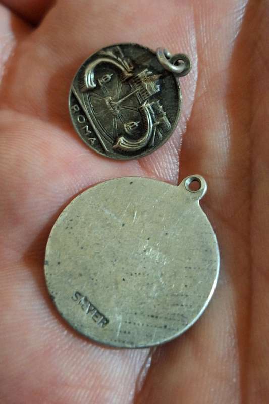 2X Small silver religious pendants