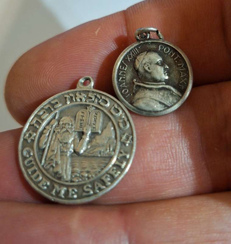 2X Small silver religious pendants