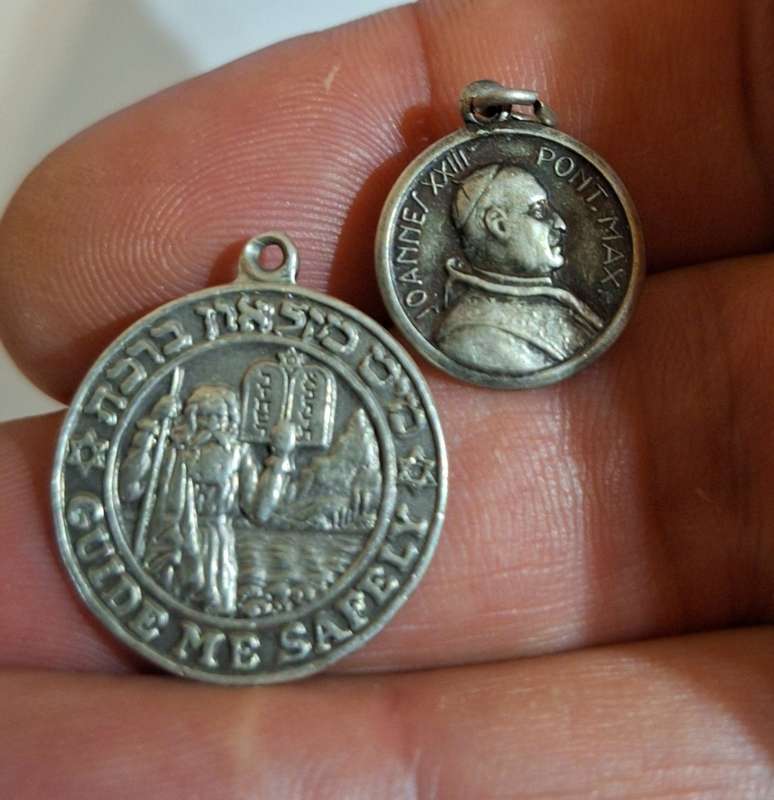 2X Small silver religious pendants