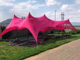 Stretch Tents - 4 Way - Polyester - Decor - Tents - Non Waterproof- No Poles- 5m x 10m