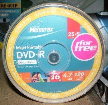 MEMOREX: INKJET PRINTABLE DVD-R RECORDABLE 30 DISKS