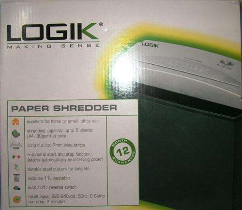 LOGIK PAPER SHREDDER A4 80GSM : DISPLAY
