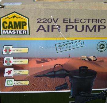220V ELECTRIC CAMP MASTER  AIR PUMP : INFLATES AND DEFLATES