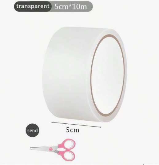 1 Roll Of Draft Proof Tape And 1 Pair Of Scissors, Transparent Window Windproof & Rainproof (10m)