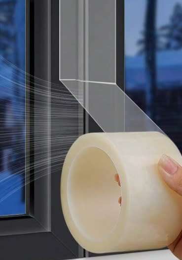 1 Roll Of Draft Proof Tape And 1 Pair Of Scissors, Transparent Window Windproof & Rainproof (10m)