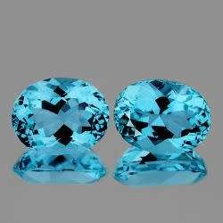 AAA NATURAL TOP SKY BLUE TOPAZ 7.11ct IF (10x8mm 2Pcs) PRICE REDUCED SITE WIDE