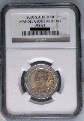 Mandela MS 66 90th birthday R 5 graded by NGC MS66