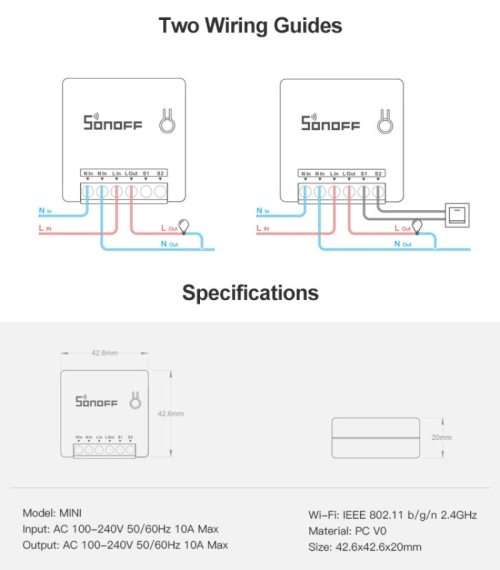 Sonoff Mini WiFi DIY 2 way  Compatible with Alexa amazon Google Home