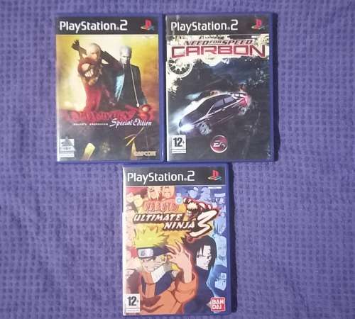 Ps2 (Playstation 2) games bundle  Naruto 3, devil May Cry 3, need for speed carbon