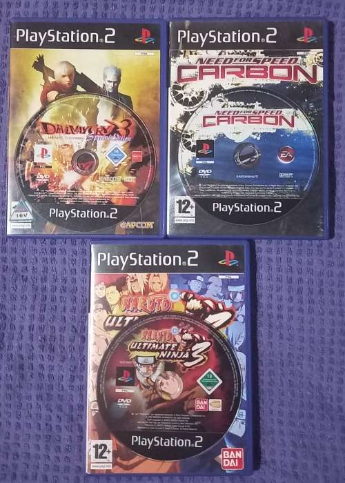 Ps2 (Playstation 2) games bundle  Naruto 3, devil May Cry 3, need for speed carbon