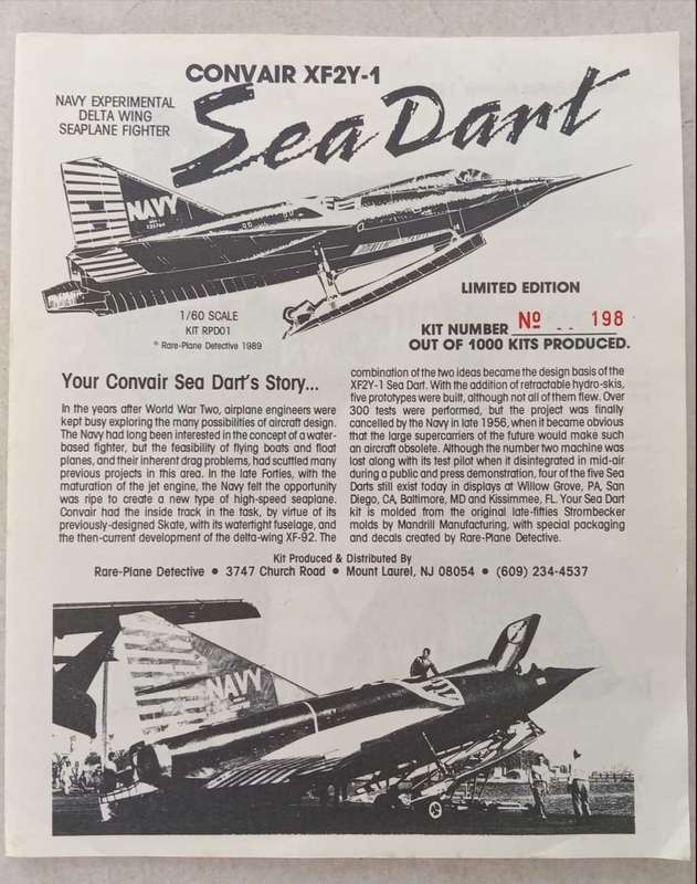 Rare Plane Model, Navy Experimental Delta Wing Seaplane Fighter - Convair XF2Y-1