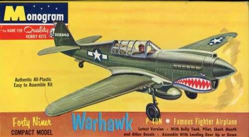 MONOGRAM, WARHAWK P-40N FIGHTER PLANE KIT#P402-49 1/72 Scale