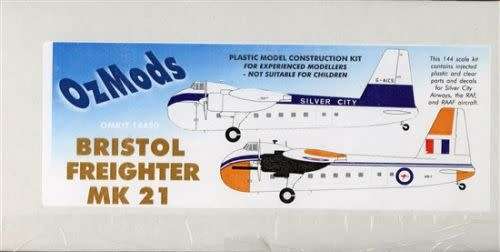OZMODS Models, Bristol Freighter Mk.21 with decals for Silver City G-AICS and 4 RAAF Aircraft 1/144